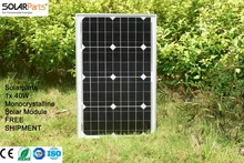 Solarparts 1x 40W Monocrystalline Solar Module by Mono solar cell factory cheap selling 12V solar panel