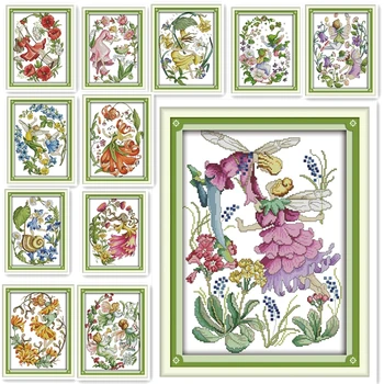 

Flower Faerie cross stitch kit Painting 11CT Printed On Canvas DIY Set Chinese Counted Cross Stitch Pattern Flower cross stitch