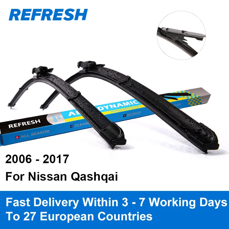 Refresh Wiper Blades for Nissan Qashqai J10 J11 Exact Fitting 2006 2007