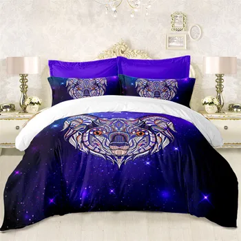 

Cute Koala Print Bedding Set Purple Galaxy Duvet Cover Colorful Animal Bed Cover King Queen Bed Set Home Decor 3pcs D40