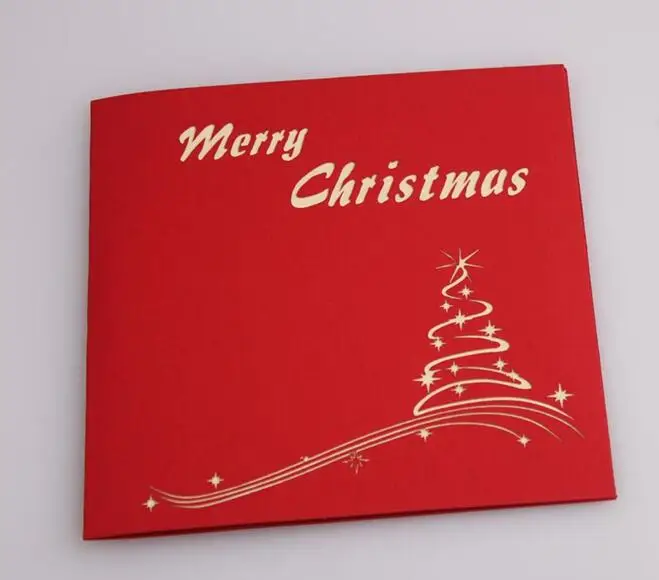  10pcs Christmas Tree Handmade Kirigami Origami 3D Pop UP Greeting Cards Invitation Postcard For Bir - 32819052532