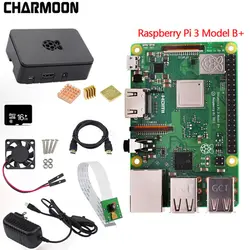 Оригинальный Raspberry Pi 3 Model B + плюс доска + радиатор + Мощность адаптер питания переменного тока Supply.1GB LPDDR2 Quad-Core Wi-Fi и Bluetooth