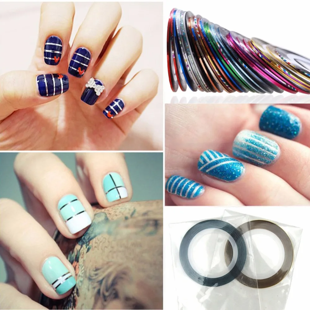2/3/5pcs Mixed Colors Nail Rolls Striping Tape Line DIY Nail Art Tips Decoration Sticker Nails Care Gel Polish Decoration