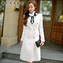 dabuwawa 2016 new big sizes autumn winter fashion maxi coat double breasted fashion wool jacket long white pink doll pink doll