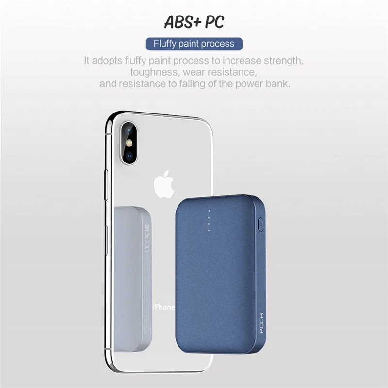 ROCK Power Bank 10000mah Mini External Battery For Xiaomi mi 7 5 Portable Battery Charger Powerbank Dual USB