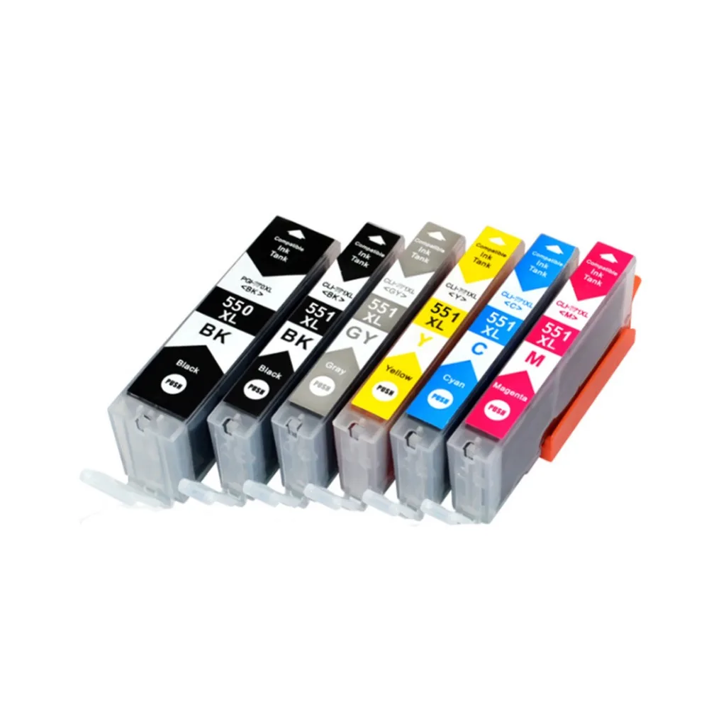 YLC 6 шт. цветов совместимый картридж для Canon IP7250 MG5450 MX925 MG5550 MG6450 MG5650 MG6650