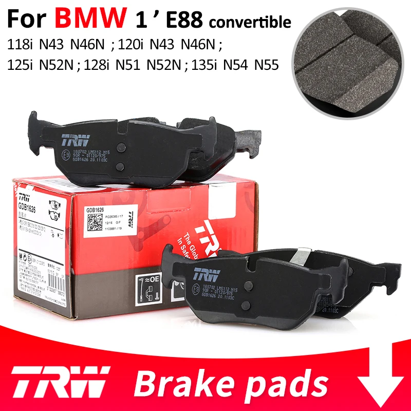 4 шт./компл. TRW передние/задние тормозные колодки для BMW 1 серии E88 Кабриолет 118i N43-N46N
