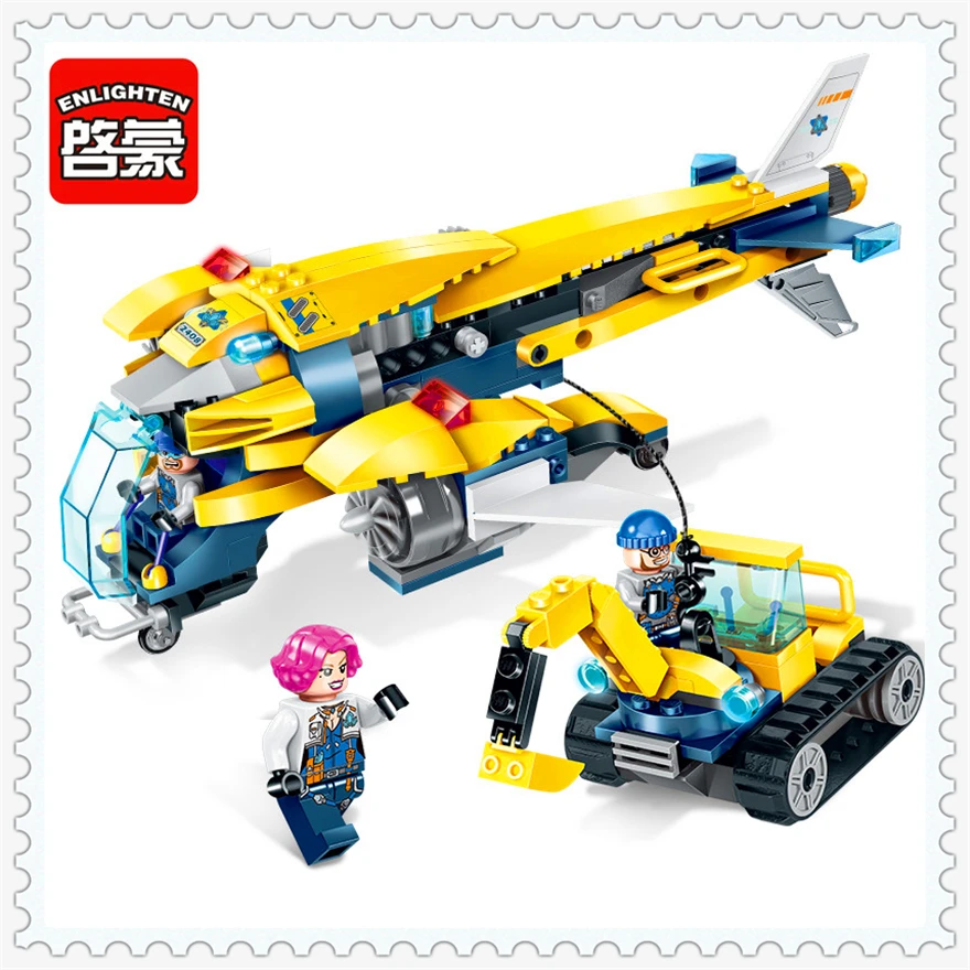 

283Pcs Engineer Transport Plane Excavator Model Building Block Toys ENLIGHTEN 2408 Figure Gift For Children Compatible Blocks