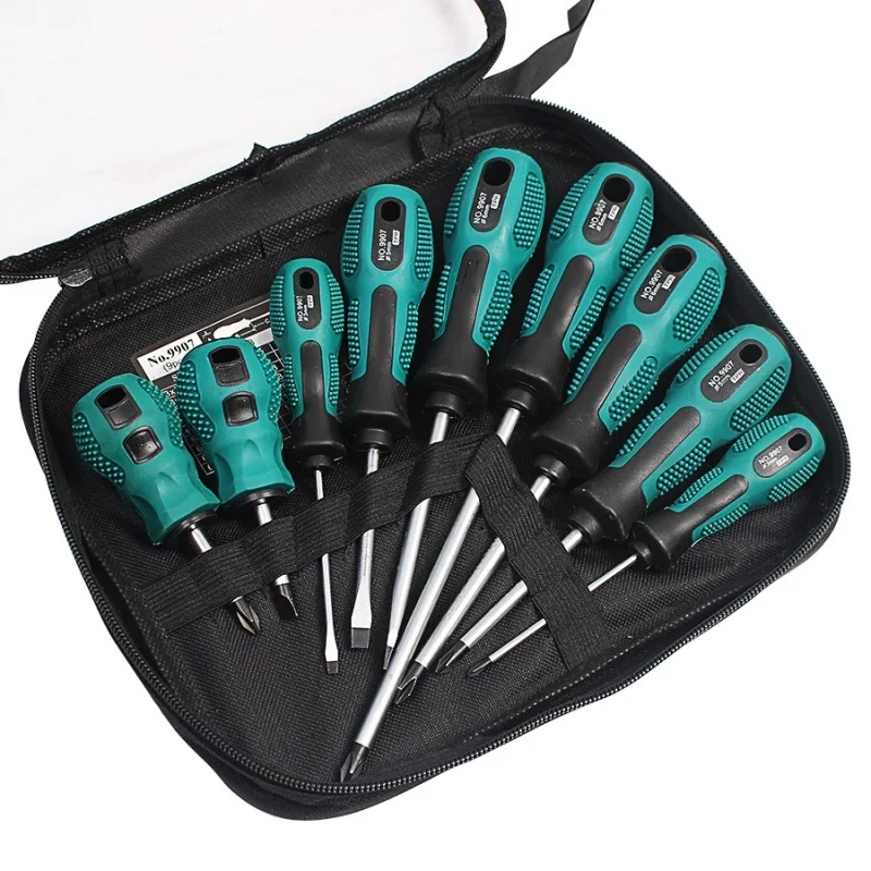 9Pcs/Set Screwdriver 4 Slotted 5 Phillips with Tips and
