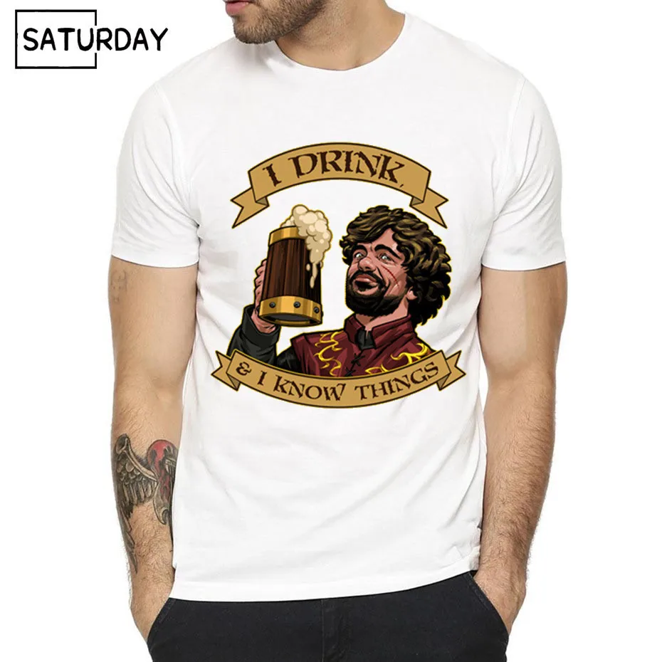 Мужские футболки Tyrion Lannister I DRINK AND KNOW THINGS 2019 женская летняя футболка Игра