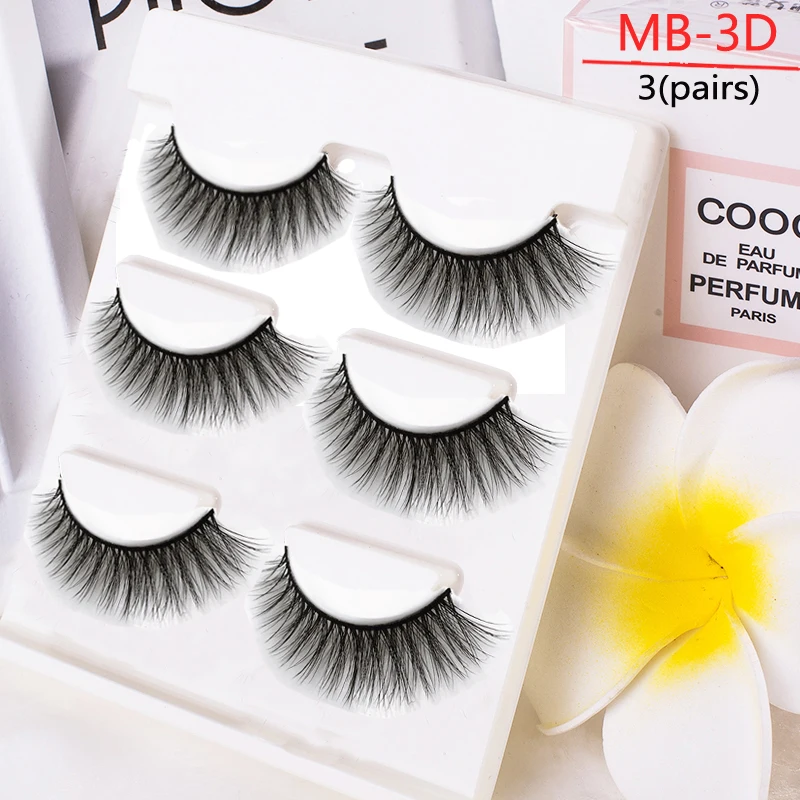 MB 2019 Новинка 100% 3 пары норковых ресниц натуральные ресницы для глаз 3D норковые