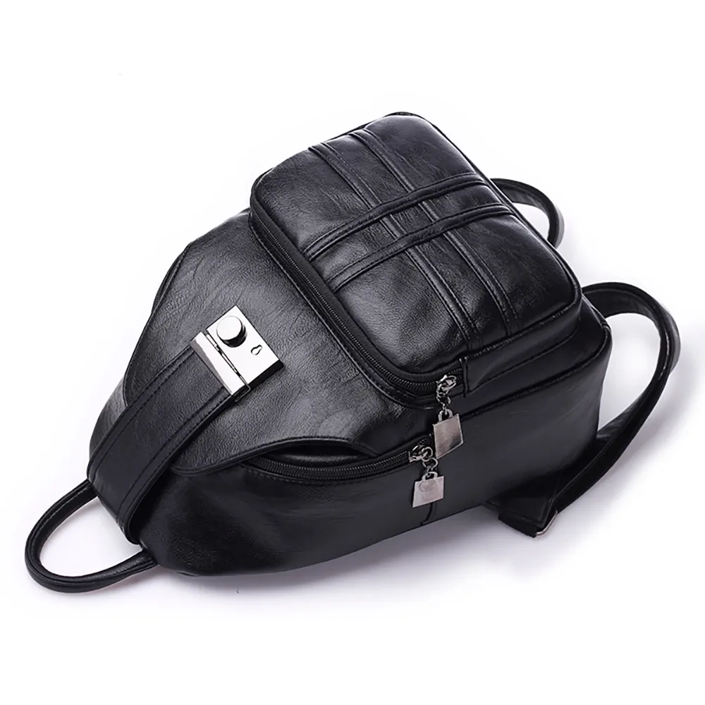Корейский стиль, женский рюкзак, для отдыха, простой, Повседневный, из мягкой кожи, на молнии, с застежкой, Противоугонный, маленький дорожный рюкзак, mochila feminina@ C2