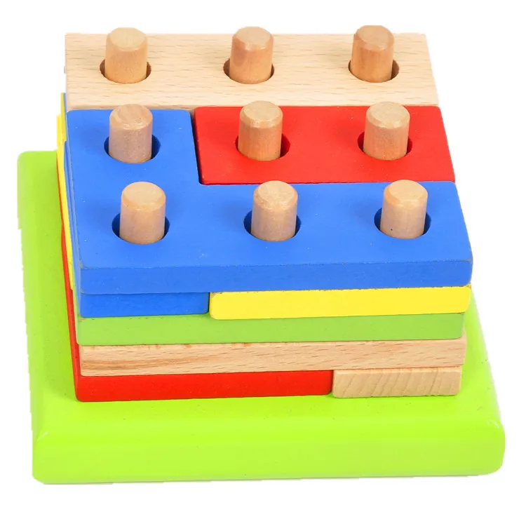 

Free shipping, wholesale and wooden toys, intelligence blocks combined geometry shape matching educational toys children