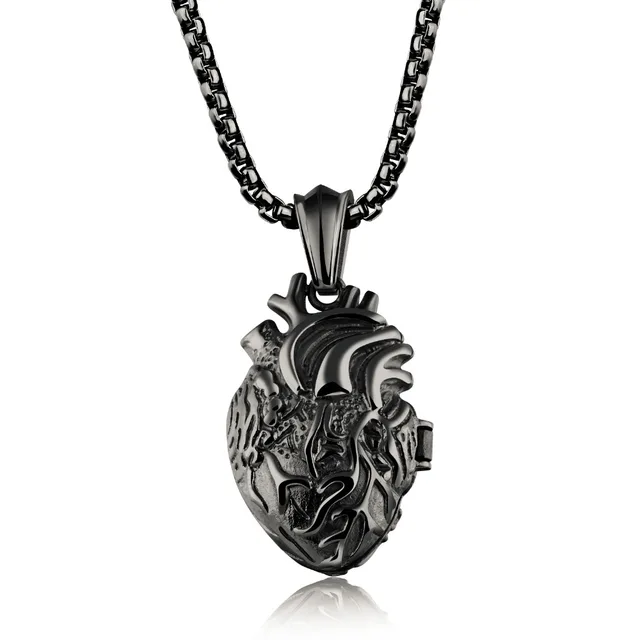 Hot Sell Black Heart Pendant Necklace for Men Stainless Titanium Steel