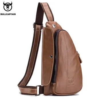 

Men Messenger Bag Vintage Men's Headphones Chest Bags Cowhide One Shoulder Bags Male Diagonal Package 2019 New Men Chest Pack