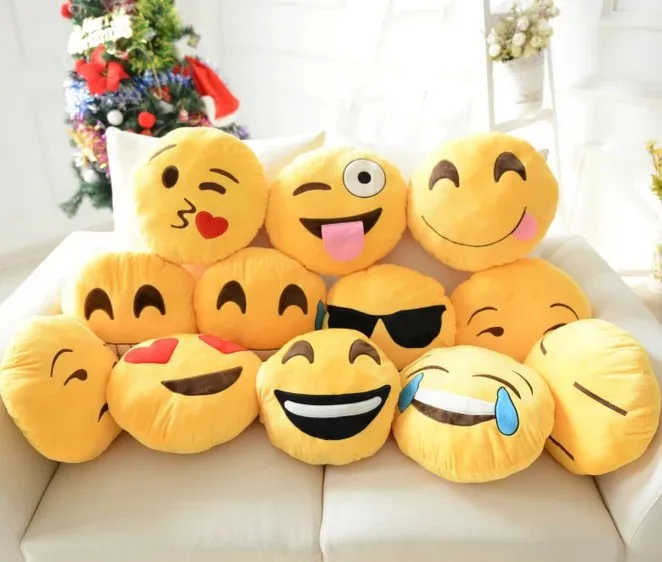 35cm*35cm Emoji Pillow Plush Round Cushion Facial Expressions Social