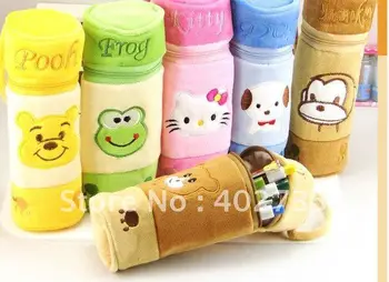 

WHOLESALE 10 pcs South Korea learning stationery cartoon pencil pen bag creative plush pen bag+free shipping
