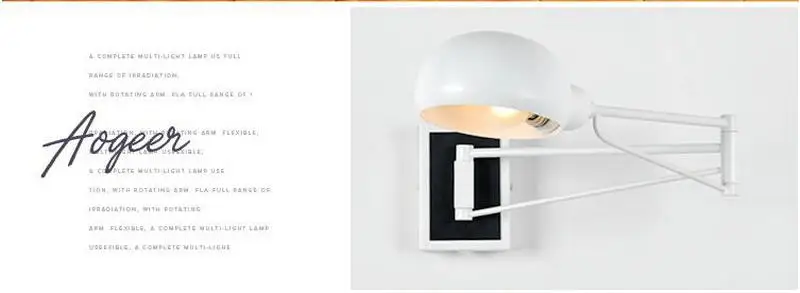 Промышленный гибкий металлический настенный светильник E27 светодиодный настенный светильник для спальни прикроватной тумбочки гостиной Кабинета внутреннего освещения
