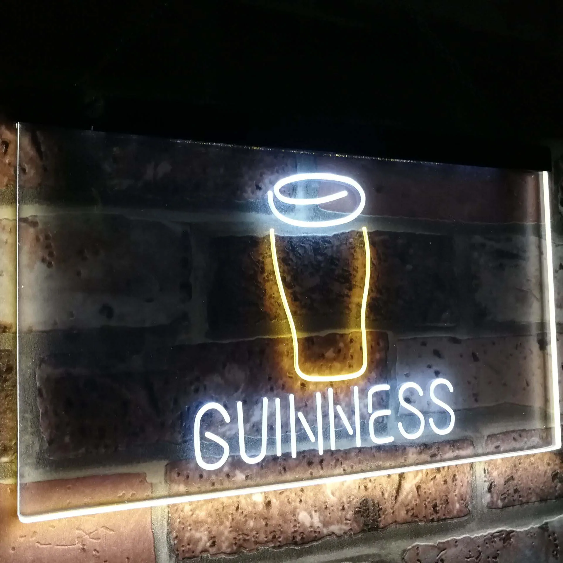 Стеклянный пивной бокал Guinness декор для бара двухцветный светодиодный неоновый