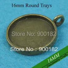 16 мм античный латунный круг Подвесные подносы, античный латунный круг пустая гнездовая оправа для стекла или наклеек