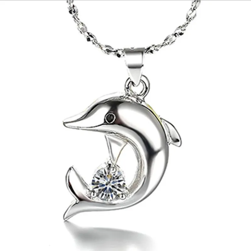 

TJP Cute Animal Shaped Pendants Necklace For Women Fashion Girl 925 Sterling Silver Choker Necklace Accessories Chirstmas Gift