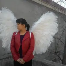 Хит качество, белые крылья Ангела из страусовых перьев, уникальные Т-шоу, большие крылья из перьев 120*90 см, EMS