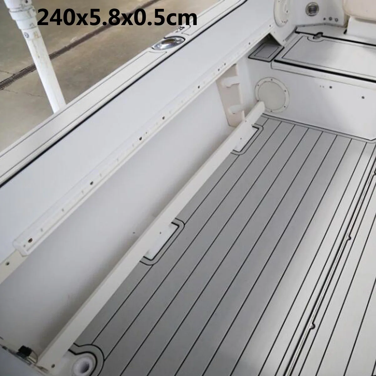 

240x5.8x0.5cm Self-Adhesive EVA Yacht Car RV Boat Flooring Teak Decking Sheet Pad Marine Flooring Teak Grey and Balck