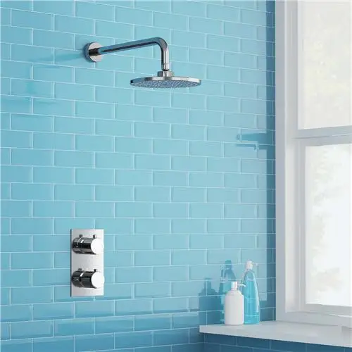 

2 Dial 1 Way Bathroom Thermostatic Rain Shower Head Set Round Mixer faucet tap Shower Valve panel