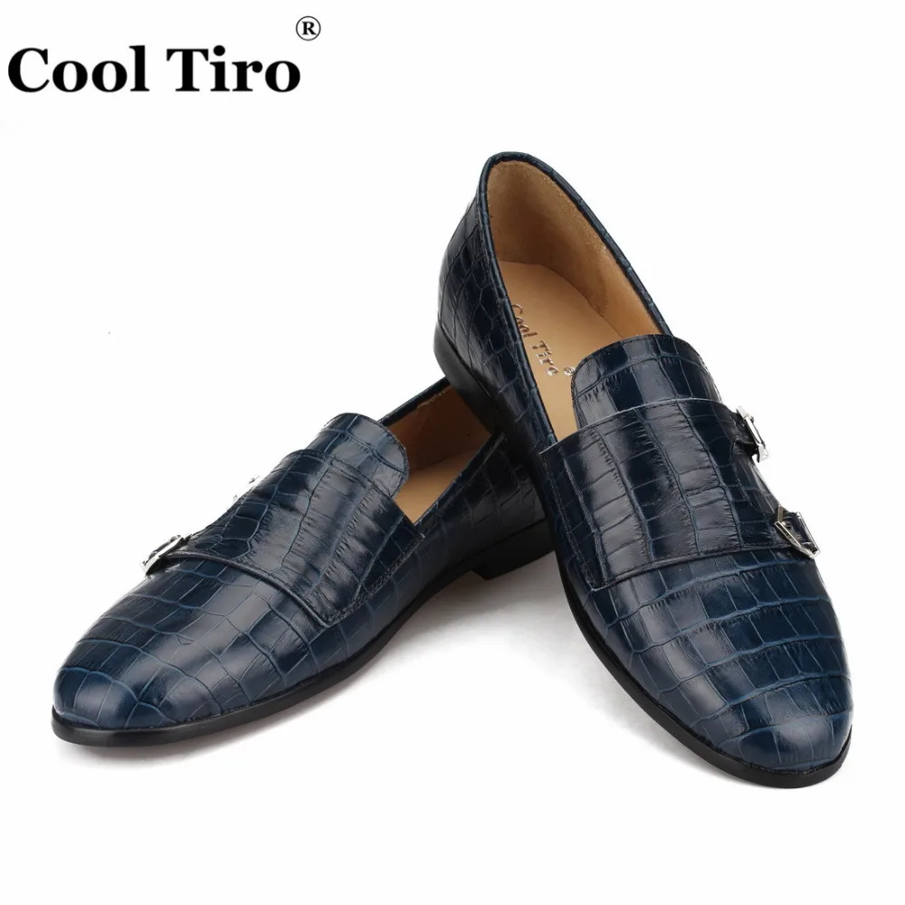 CROCODILE DOUBLE-MONK LOAFERS Dark blue (10)