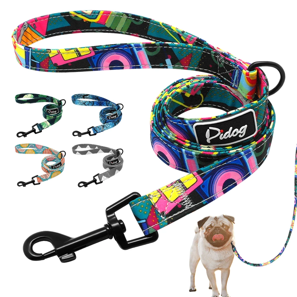 Leash - Printed Dog Collar Nylon Dog Walking Leash Pet Collar Leash for Puppy Small Medium Dogs Chihuahua French Bulldog Pitbull
