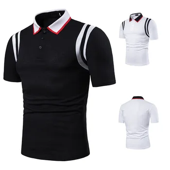 

Men's Short Sleeve Polo shirts Men Solid Color Double Stripe Color Homme Mens Short Sleeve Polo Streetwear