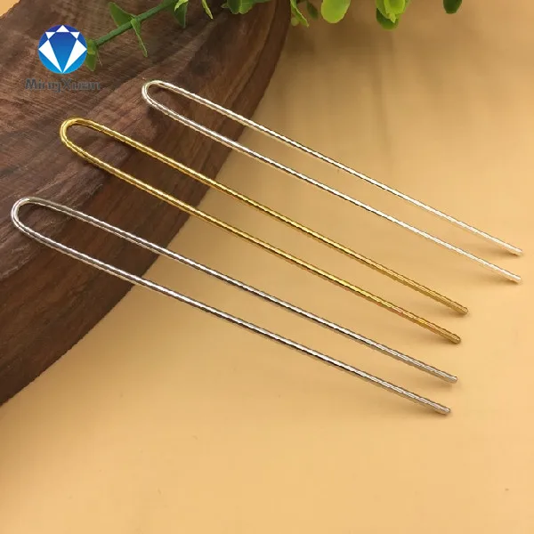 

10pcs/lot 2mm*110mm Raw Brass Rose Gold Color Hair Sticks U shape Hair Pins Blank Base Setting For Women Jewelry Bulks
