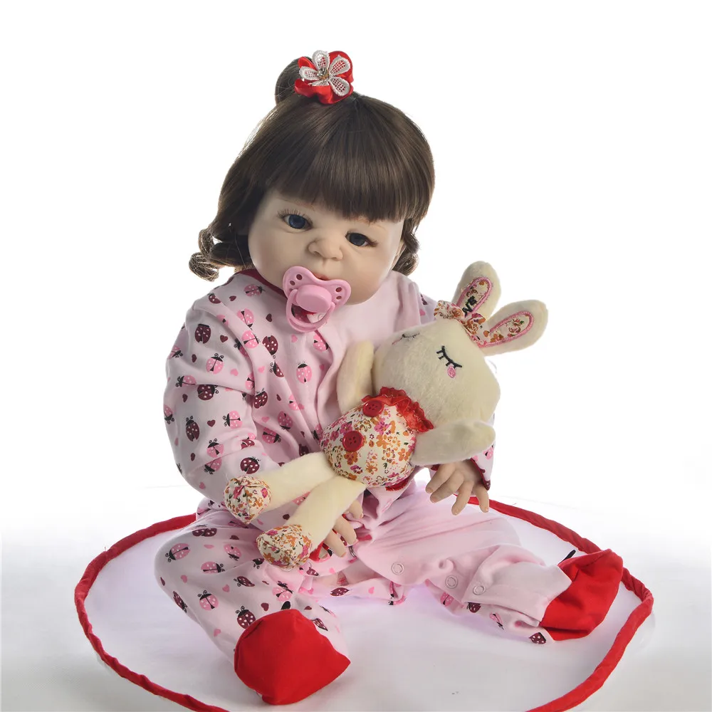 

23"57cm Full silicone reborn baby dolls Toy Baby-Reborn lifelike toys reborn vinyl newborn bathe princess toddler Brinquedos