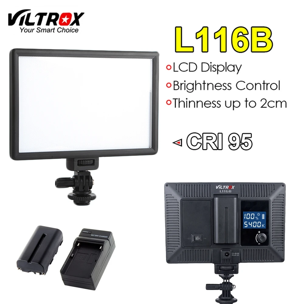  Viltrox L116B Camera LED Video Light Slim LCD Display Dimmable Studio Lamp Panel Battery & Charger  - 32818974706