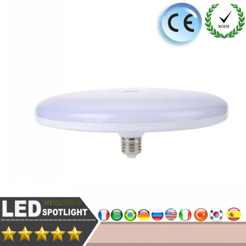 Светодиодная лампа UFO E27 15 Вт/20 Вт 1800LM 2835 SMD высокая яркость пластиковая глобус