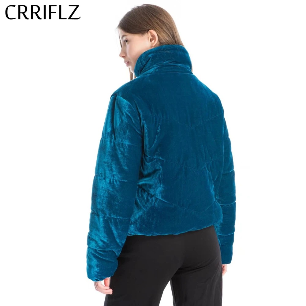 CRRIFLZ новая бархатная хлопковая стеганая Базовая куртка пальто для женщин теплая