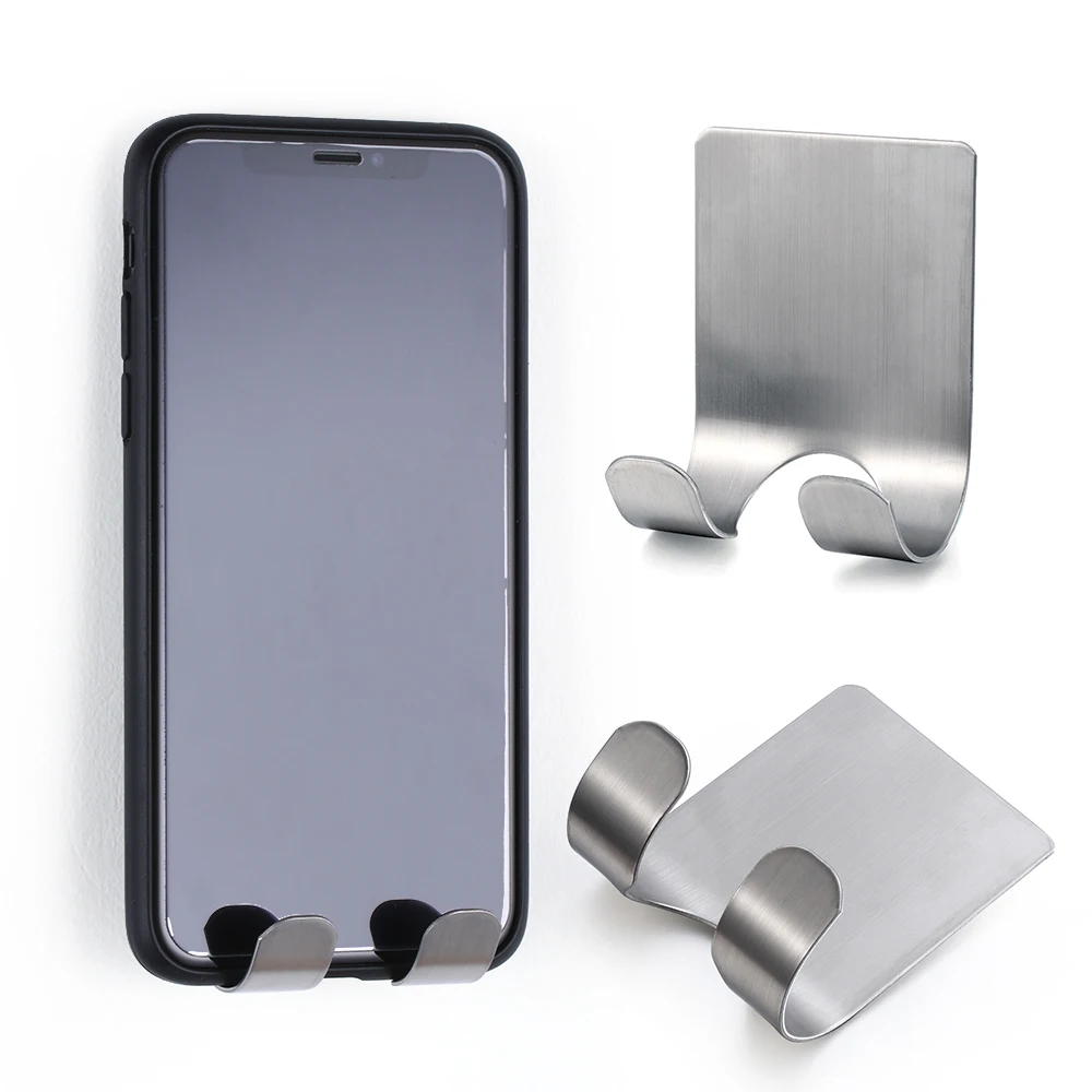 1pc Stainless Steel Plug Holder Adhesive Hook Plugs Storage Wall Door