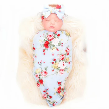 

Newborn Baby Floral Swaddle Wrap Swaddling Sleeping Bag Blanket Headband Set Universal Home Outdoor Baby Blanket