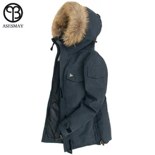 Asesmay 2018 por los hombres chaqueta de invierno grueso caliente 90% pato blanco abajo con capucha de piel Natural Collar Man capa impermeable hombres Parkas