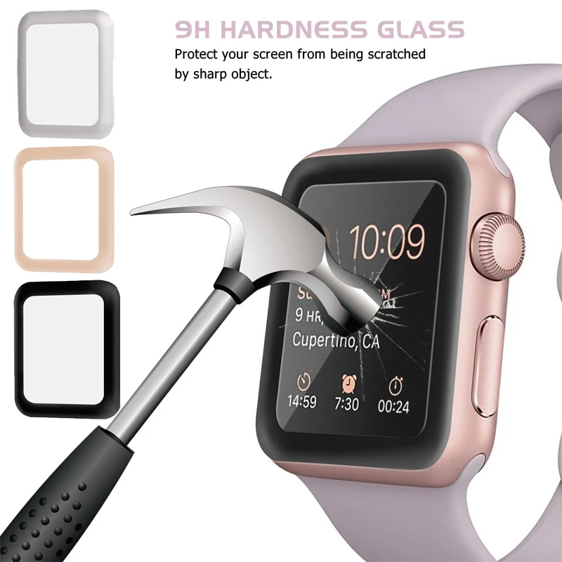 1 шт. 4D закаленное стекло для Apple Watch защита экрана 38 мм/42 мм Размер изогнутое