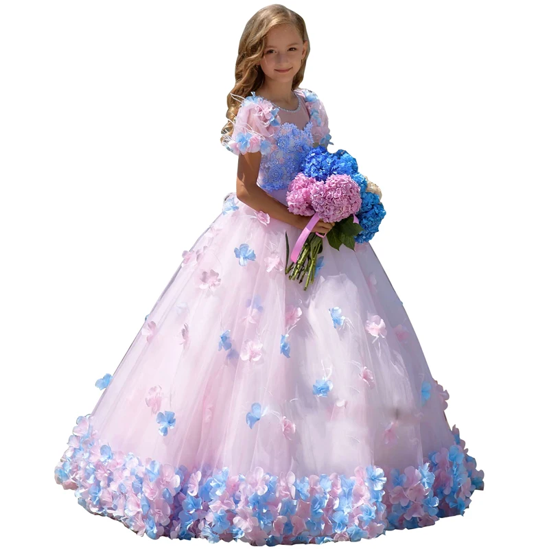 princess fluffy dress for girls pageant dress floral kids evening ball gown long girls prom dress pink party dress for girls princess fluffy dress for girls pageant dress floral kids evening ball gown long girls prom dress pink party dress for girls