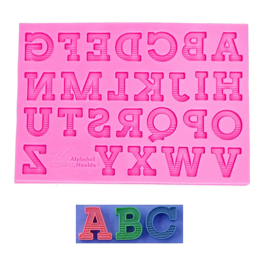 

26 letters shaped 3D fondant cake silicone mold for polymer clay molds chocolate pastry candy making decoration tools F1160