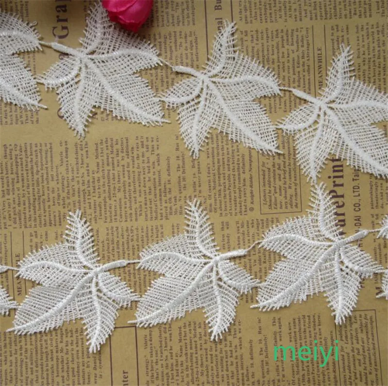 

10x/Lot White Polyester Leaf Embroidered Fabric Lace Trim Ribbon Handmade DIY Sewing Supplies Craft For Costume Hat Decoration