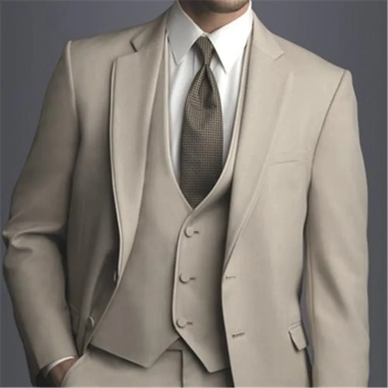 Morden Stylish Champagne Wedding Suit For Men 3 Pieces(Jacket+Pant+Vest ...