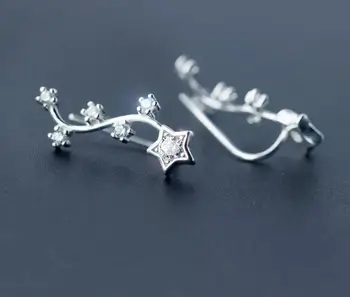 

Real. 925-Sterling-Silver JEWELRY Stars Zirconia CZ STONE AAA+ Cuff Climber Crawler EAR Earrings Long wholesale GTLE781