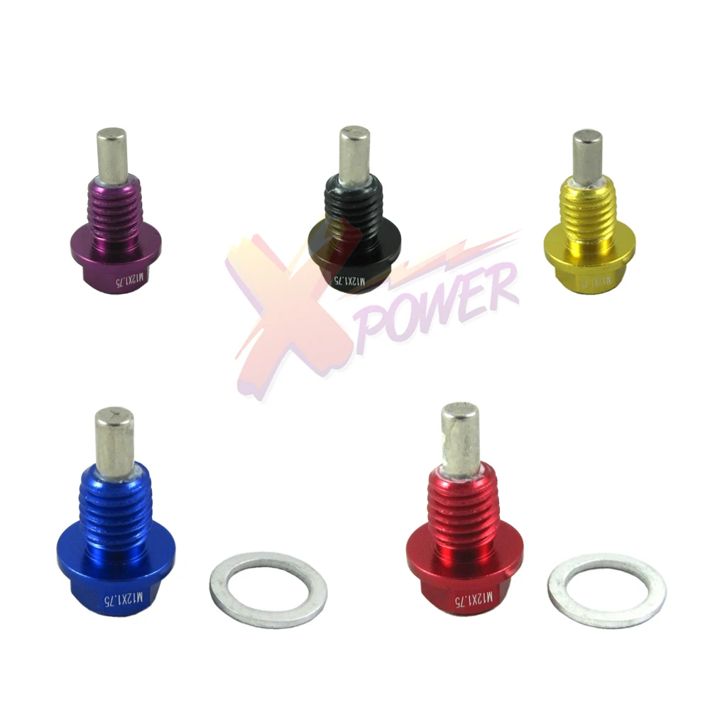 

Xpower - NEW M12X1.75 MAGNETIC ENGINE OIL PAN DRAIN PLUG/BOLT w/ CRUSH WASHER FIVE COLOR