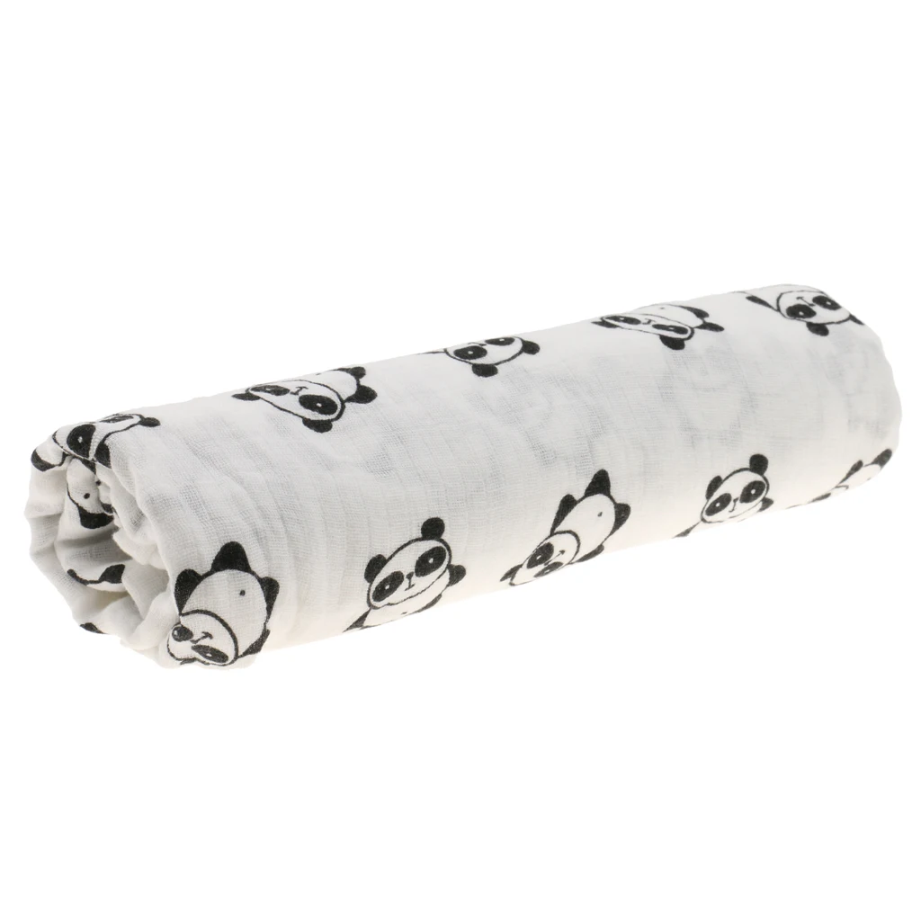 1Pc Soft Muslin Cotton Blanket Newborn Infant Baby Blanket Swaddle Bathing Bath Towel Panda 110x110cm