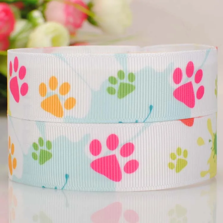Лента в рубчик с рисунком собачьей лапы 7/8 дюйма 22 мм|grosgrain cartoon ribbon|ribbon printedribbon free