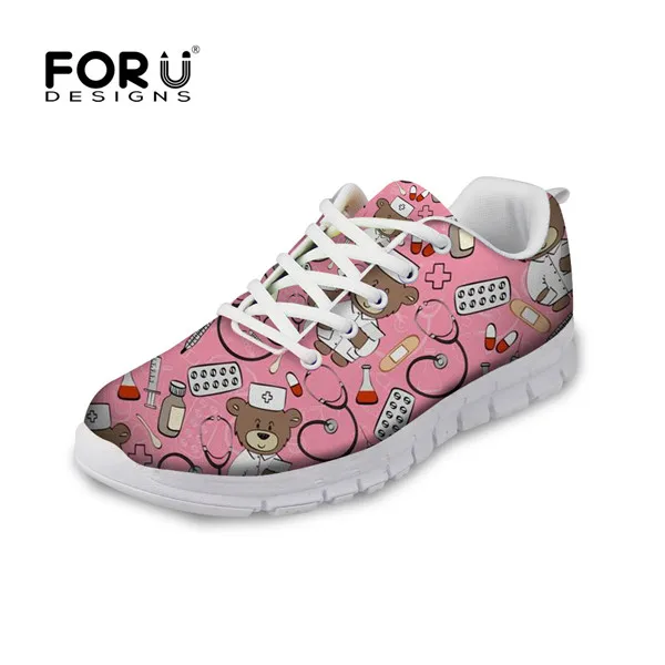 Кеды forudesigns Для женщин на плоской подошве, для медсестры; обувь весна Для женщин Горячая 3D Симпатичные Медсестры с принтом на шнуровке удобная обувь для Женские туфли-лодочки - Цвет: H4652AQ