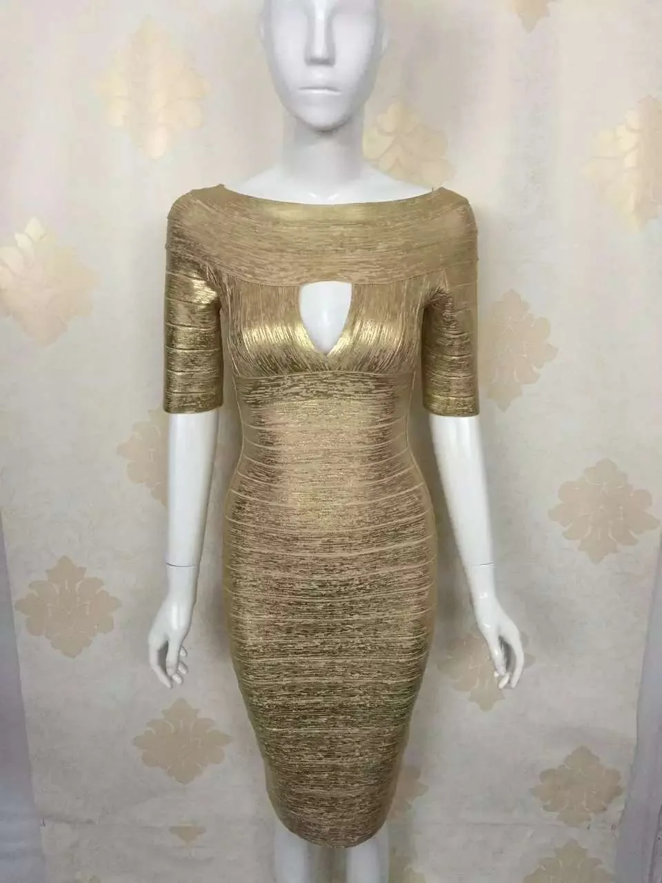 2016 Summer Fashion Dresses Sexy Cut Out Short Sleeve Woodgrain Foil